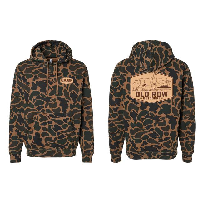 OLD ROW OUTDOORS DEER BADGE CAMO HOODIE 3D – Camo Pattern Hunting Hoodies For Men And Women, Hunter Gifts Menswear Pullover