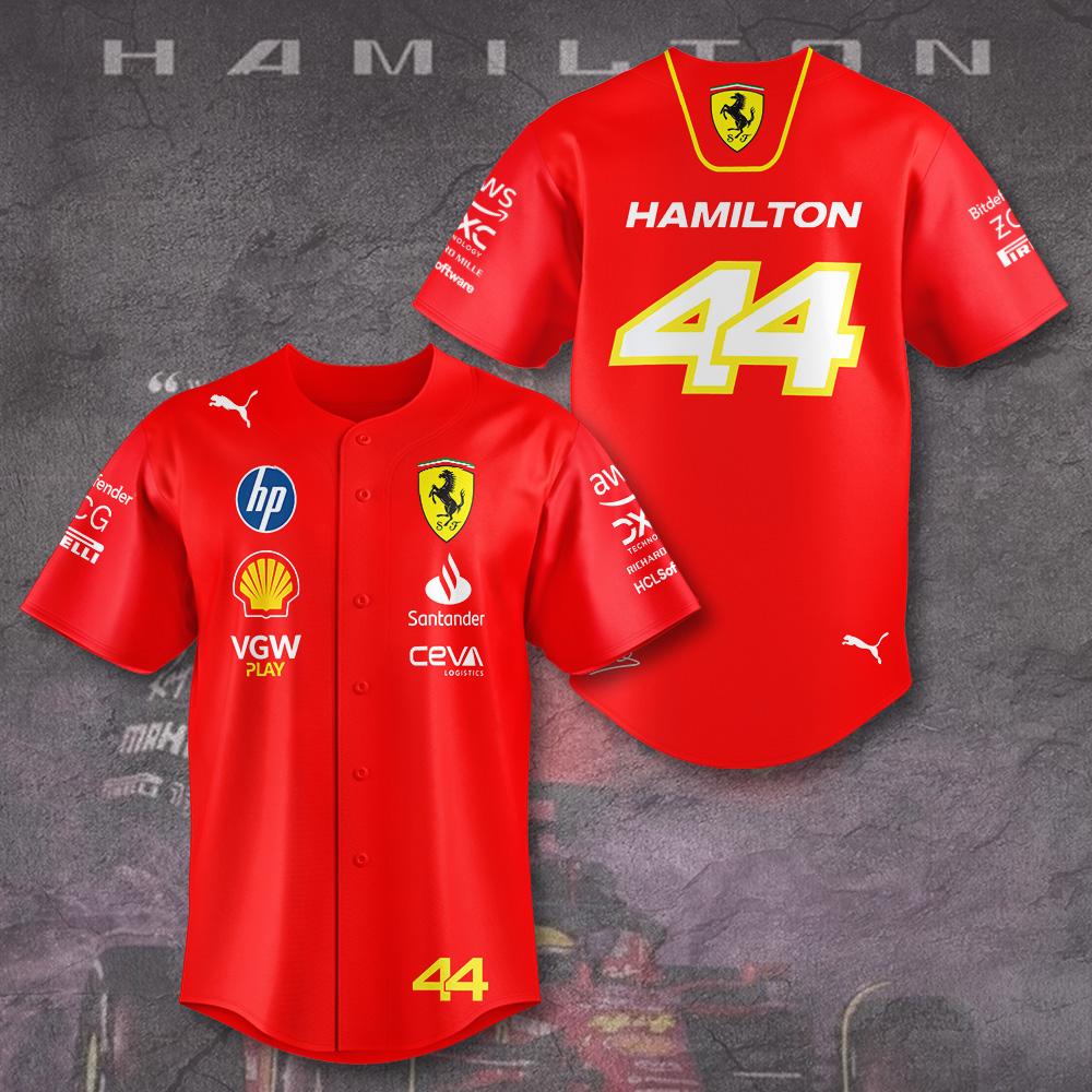 Scuderia Ferrari x Lewis Hamilton Baseball Jersey, F1 Racing Gear, Motorsport Shirt for Men & Women