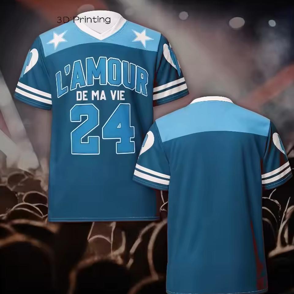 Billie Eilish 2025 Concert T-shirt Football Jersey USA Special Jersey Kit Men and Women Street Hip-Hop Short Sleeve – Blue