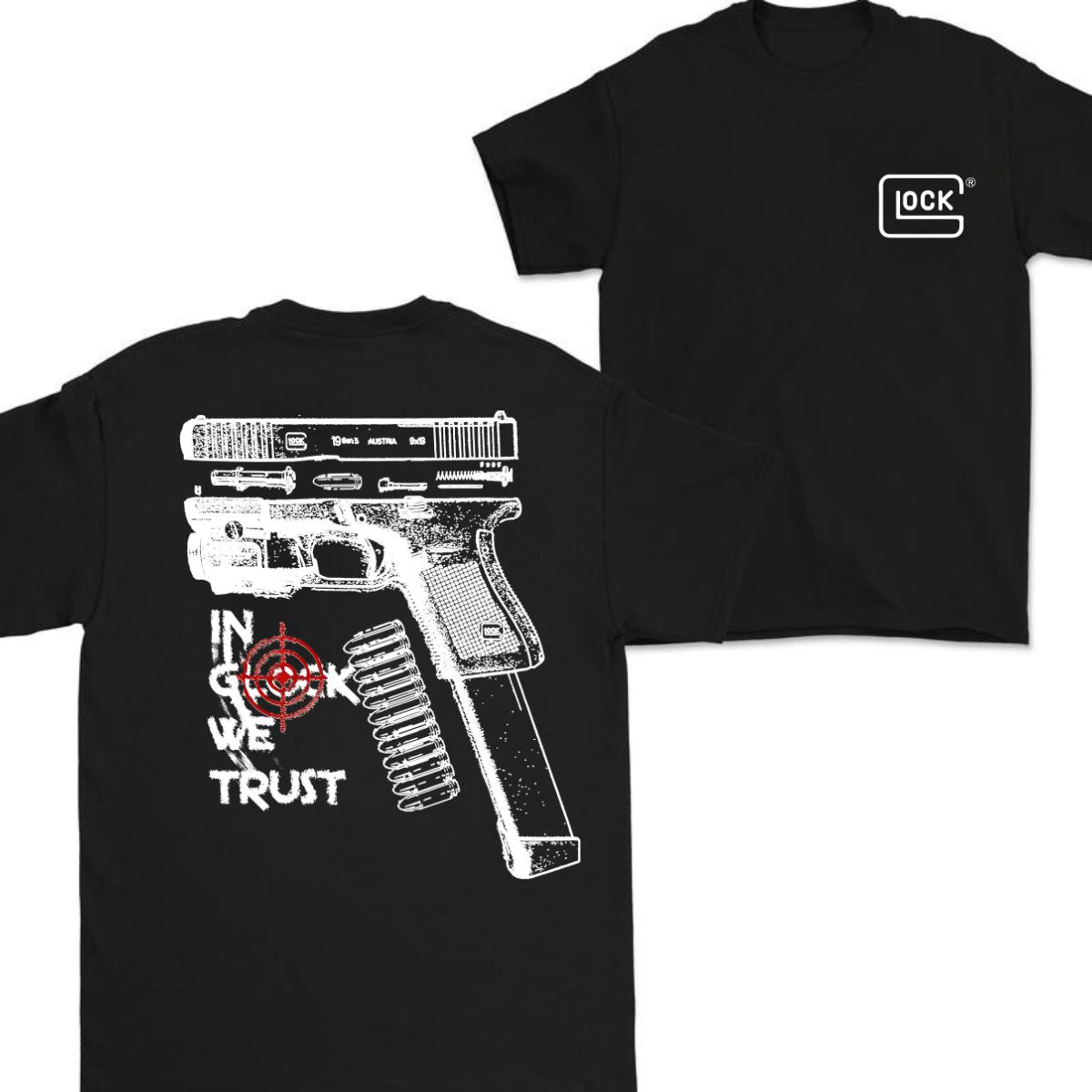In Glock We Trust Standard size T-shirt, Double Sided Glock  Tee, For Men And For Women Menswear Classic Cotton