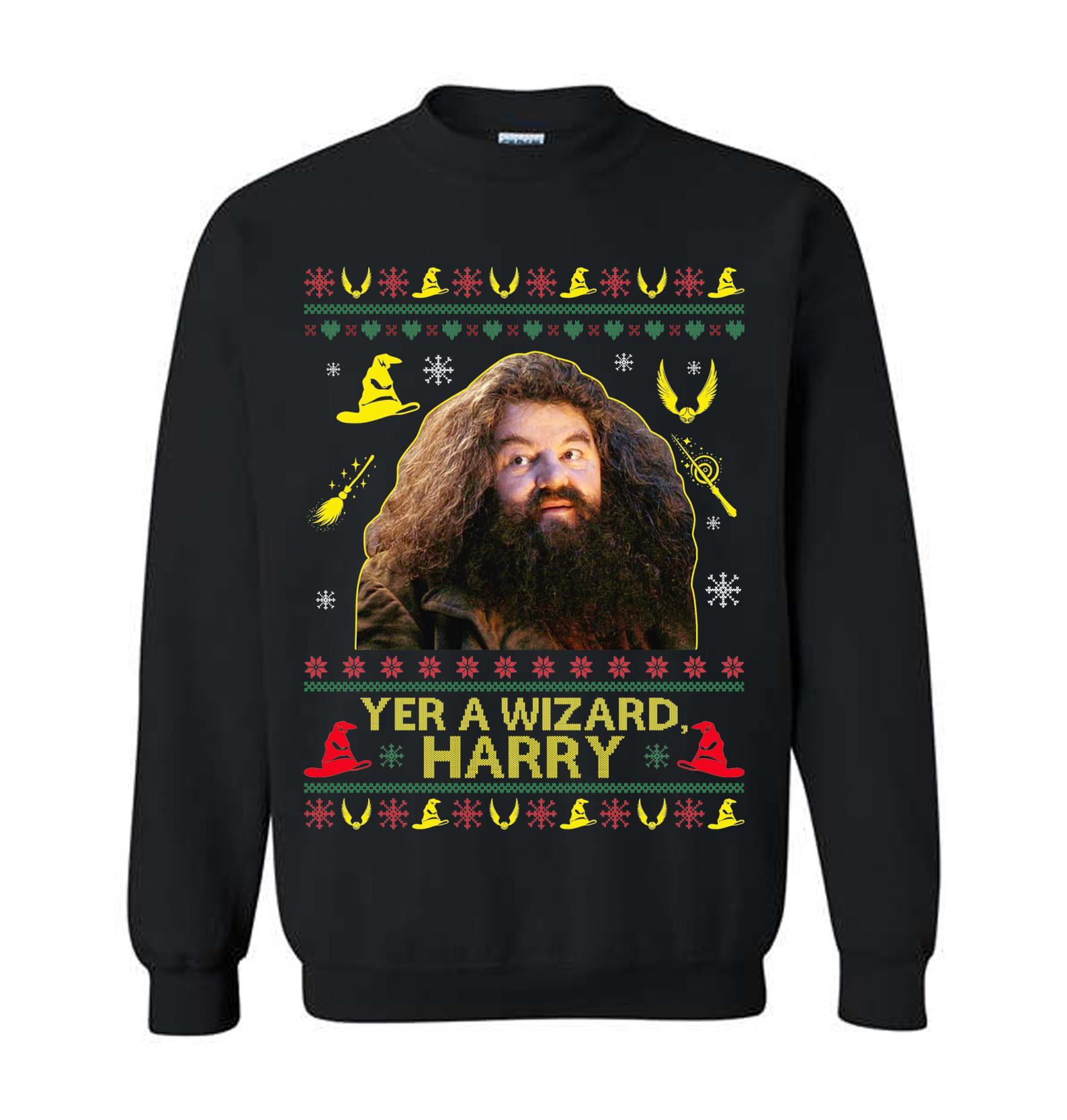 HP Hagrid Yer A Wizard Ugly Christmas Sweatshirt, Hogwarts Magic Movie, Fall Season, Gift For Fan, For Men And Women, Full Sizes, Unisex Tops