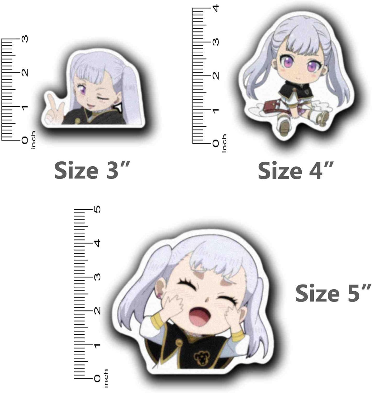 Noelle Silva Funny Girl Chibi Pack 3 Pcs Stickers for Water Bottles, Phones, Laptop, Car