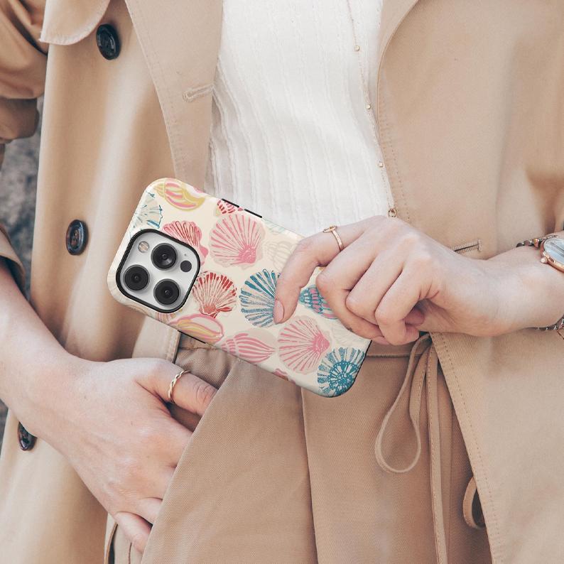 Vintage Seashell Pattern Phone Case, Beachy Tropical Phone Case