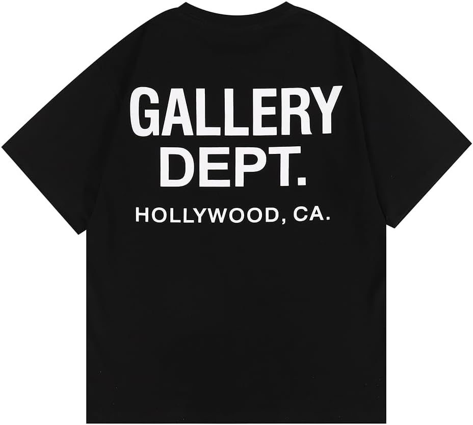 GALLERY DEPT Hip Hop T-shirt Casual Short Sleeve Crew Neck T-shirt Mens And Womens Black Cotton Crew Neck Classic Sublimation Print T-shirt