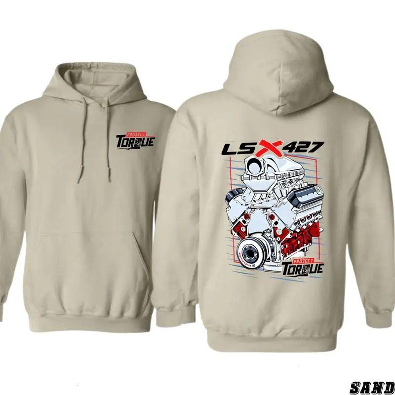 LSX 427 Engine Graphic Hoodie for Car Enthusiasts, Unisex Pullover for Speed Lovers, High-Performance Gearheads, Boosted Power & Torque Apparel
