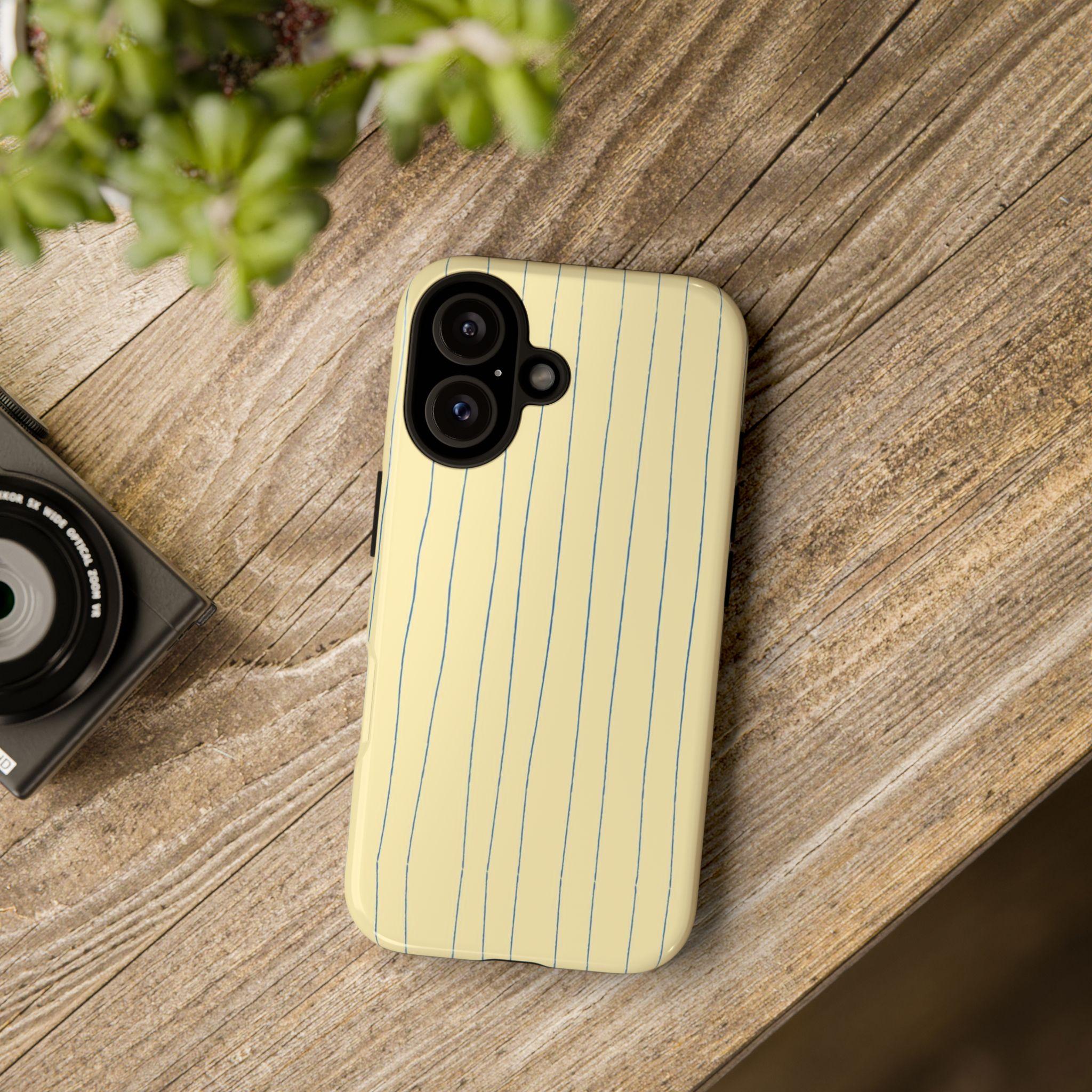 Yellow Lined Paper Tough Phone Case, Stripe Phonecover, Protective