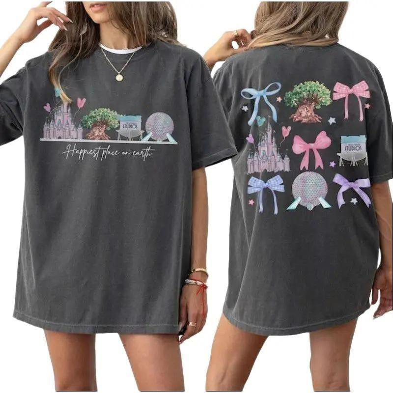 Cartoon World Coquette Shirt, Castle Shirt, Trip Shirt, Cotton, Tshirt Womenswear Tops Streetwear Basic western outfits