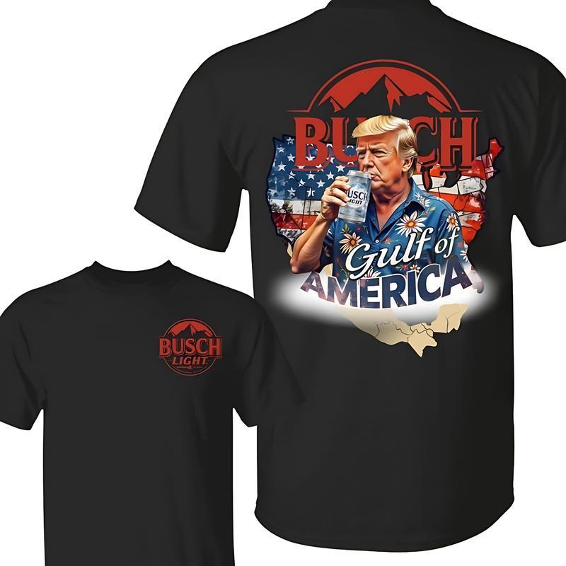 Trump Gulf of America Busch Light Beer T-Shirt – Women’s Casual Cotton T-Shirt for Independence Day, Full Size, Full Colors, Gift for Trump