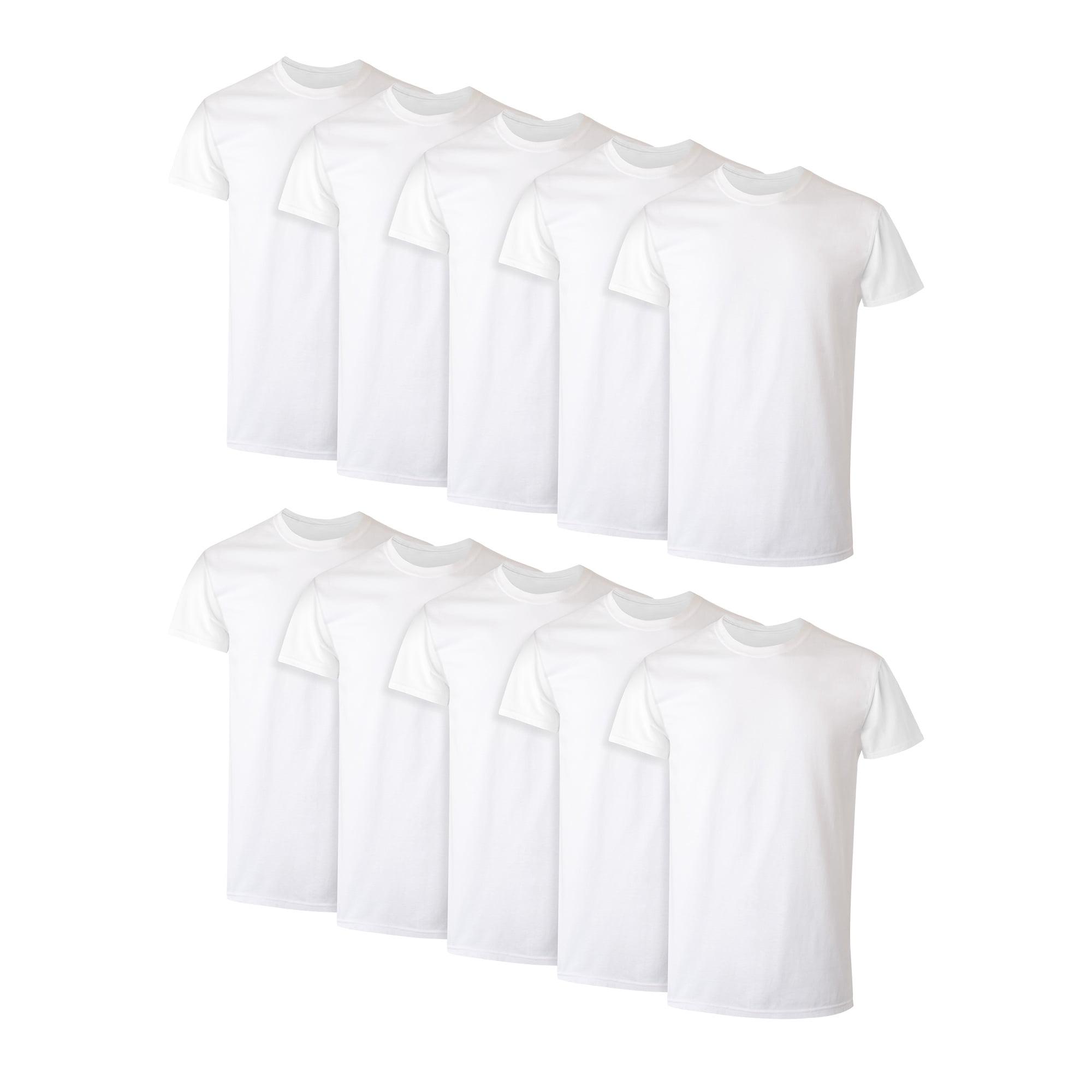 Hanes Men’s Super Value Pack White Crew T-Shirt Undershirts, 10 Pack