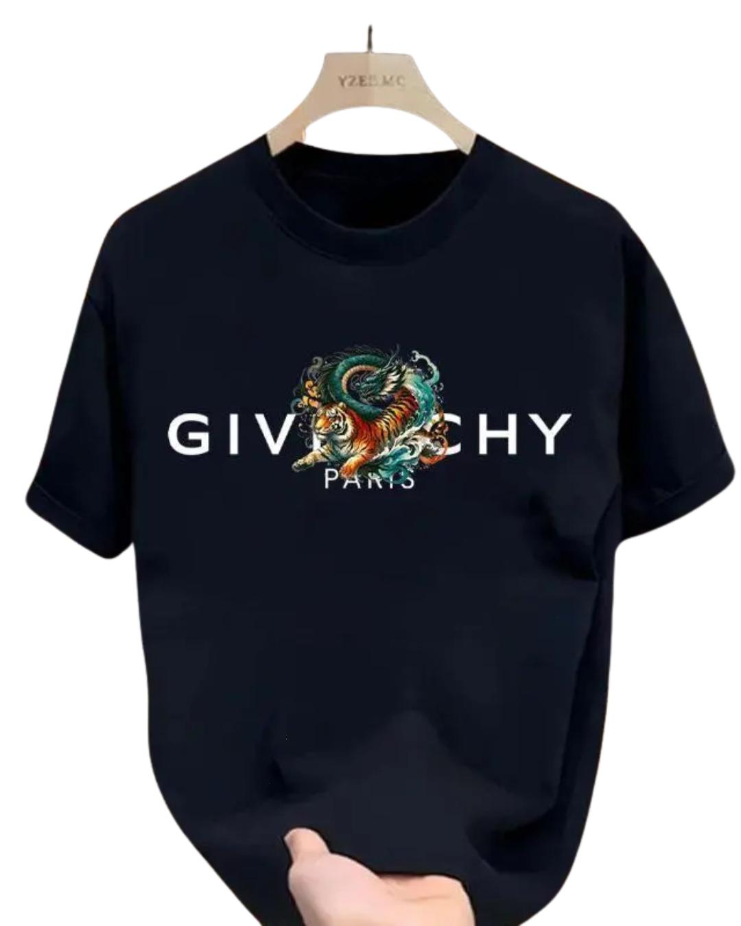 2025 Tiger and Dragon Design, Handsome T-shirt, Fashionable Loose and Comfortable Fit, Unisex, Men’s Short Sleeve Round Neck Street Style T-shirt