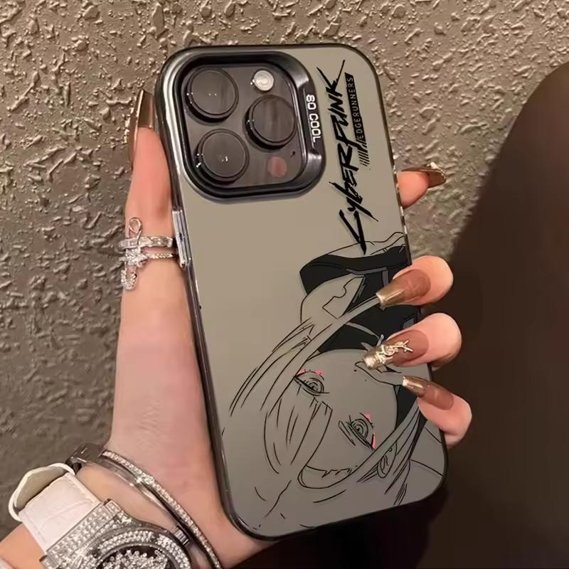 Cool Edgerunners C-Cyberpunks Plating Case Compatible with iPhone X, 11, 12, 13, 14, 15, 16 & more Funda Protective Cover