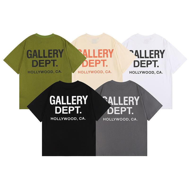 GALLERY DEPT Hip Hop T-shirt Casual Short Sleeve Crew Neck T-shirt Mens And Womens Black Cotton Crew Neck Classic Sublimation Print T-shirt
