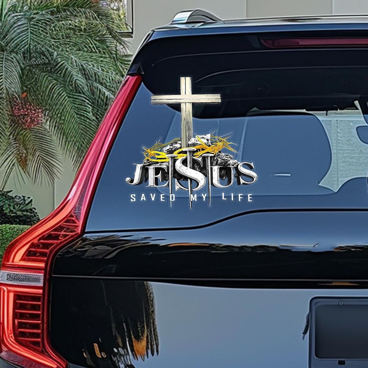Jesus Saved My Life Decal Jesus God Christian Cross Sticker Car Decoration Gift for God Lovers Car Decal for Car Truck Motorcycle Window Bumper Wall Decor