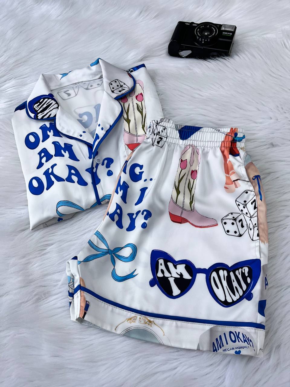Am I Okay Moroney Silky Satin Pajama Set For Women