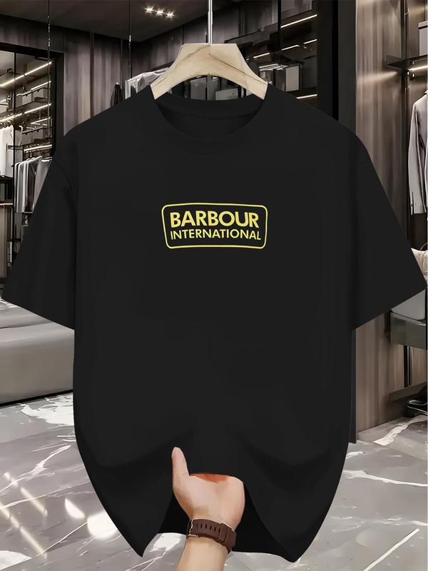 Men’s Regular Fit “BARBOUR INTERNATIONAL” Print Short Sleeve T-Shirt, Casual Fashion Comfy Tee for Daily Wear, Men’s Clothes for All Seasons, Top