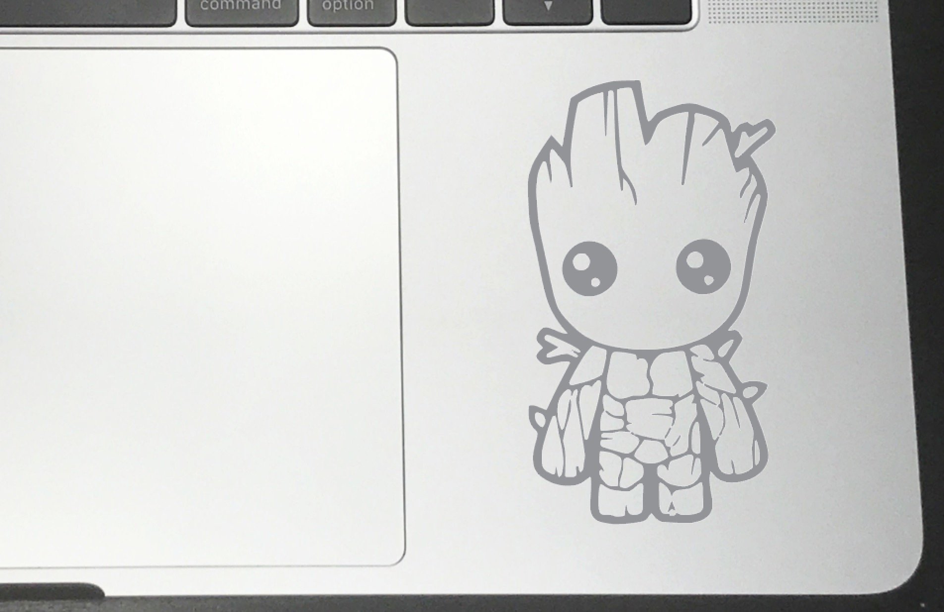 Baby Groot Vinyl Decals (Pack of 2) for Car Bumper Window Laptop Phone Tablet (Silver, 3.3″ x 6″)