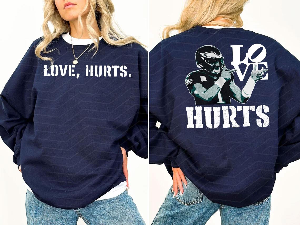 Phila-delphia Eaggles Jaleen Hurts “Love Hurts” T-Shirt, Jalen Hurts, Phila-delphia, Eagles Shirt, Big Game, Champions, Football Team, Philly Football Shirt