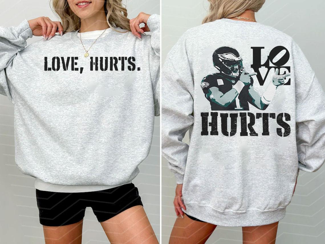 Phila-delphia Eaggles Jaleen Hurts “Love Hurts” T-Shirt, Jalen Hurts, Phila-delphia, Eagles Shirt, Big Game, Champions, Football Team, Philly Football Shirt