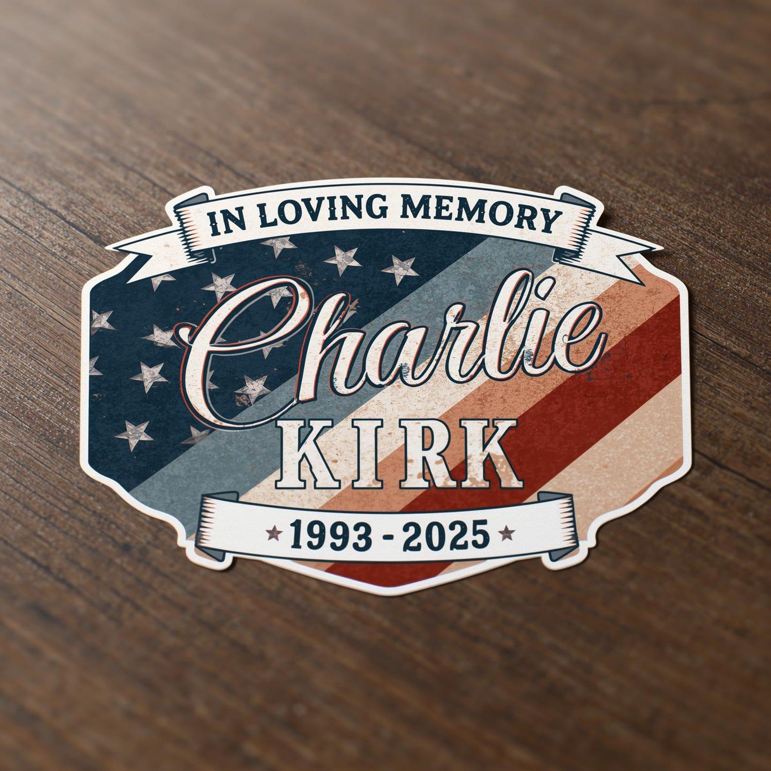 Charlie Kirk Tribute Sticker, In Memory of Charlie Kirk, Water Resistant, Republican Sticker, Charlie Kirk Sticker, American Patriot Sticker
