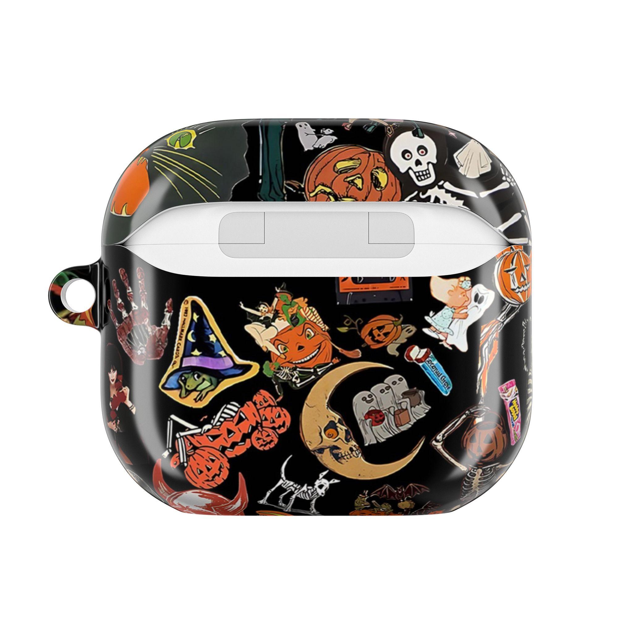 Vintage Halloween AirPods Case | Spooky Retro Collage AirPod Case Cover for AirPods 4 3 2nd Gen 1st Gen & AirPods Pro Gen 3 2 | Ghost & Pumpkin Collage Tough Case, Halloween Core