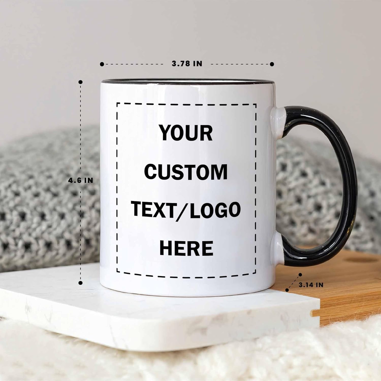 Personalized Coffee Mug, Design Your Own 11oz Mug with Photo and Text, Ideal Gift for Couple Friends or Loved Ones, Coffee Mug for Birthday Mother’s Day Christmas or Any Anniversaries Black Handle