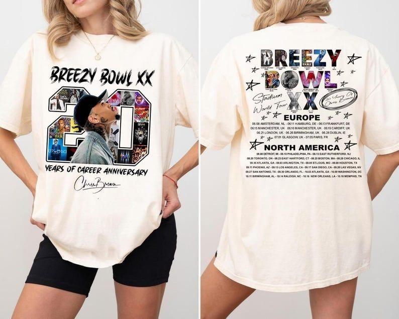 Breezy Bowl XX 20 Years Anniversary T-Shirt, Breezy Bowl XX Concert Tee, Vintage Graphic Tee, RnB Music Fan Gift, Breezy Bowl XX Merch, Retro 11:11 Tour Shirt