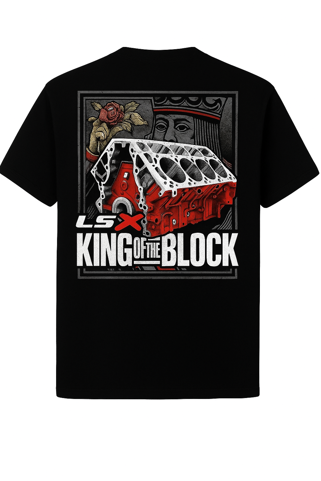 Men’s LS Engine Tee King Of The Block TShirt, Chevy Trucks Shirt, Car Merch, Stylish Car Merch for Automotive Enthusiasts T-Shirt, Racing Car Shirt, Daily Outfits Streetwear