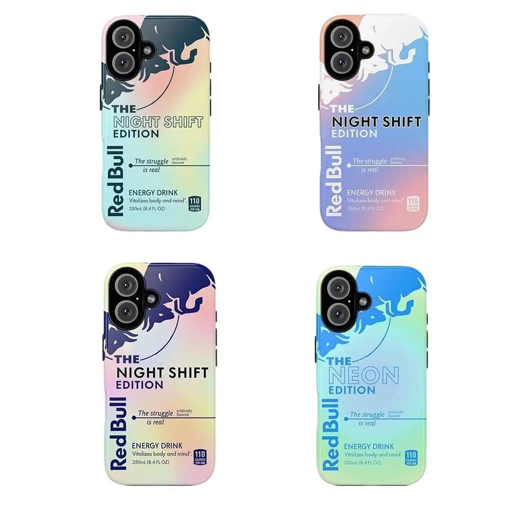Red Bull Energy Drinks Phone Case Night Shift & Neon Editions Waterproof Durable Cover for iPhone Samsung Trendy Gift Idea for Teens Boyfriend Girlfriend