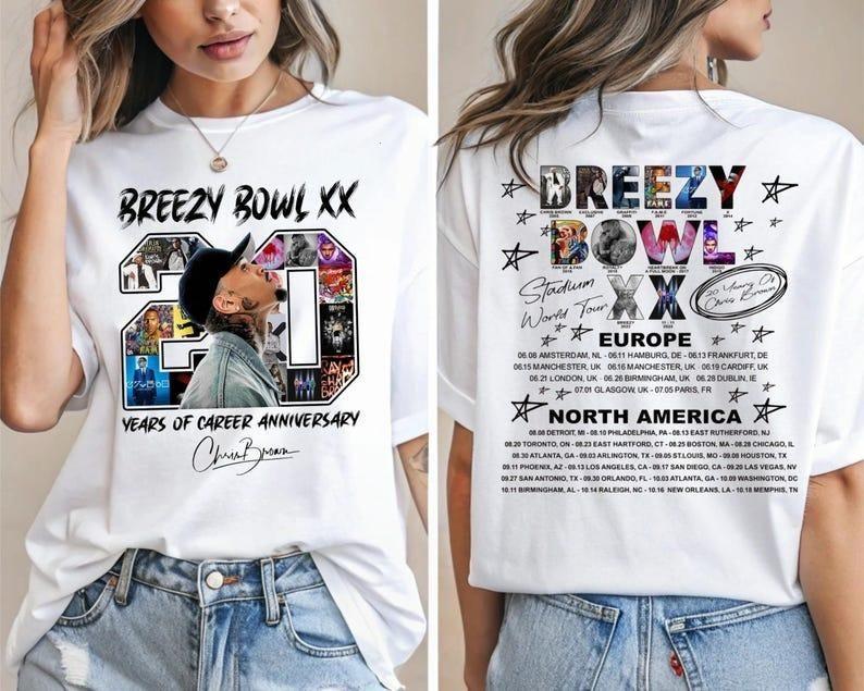 Breezy Bowl XX 20 Years Anniversary T-Shirt, Breezy Bowl XX Concert Tee, Vintage Graphic Tee, RnB Music Fan Gift, Breezy Bowl XX Merch, Retro 11:11 Tour Shirt