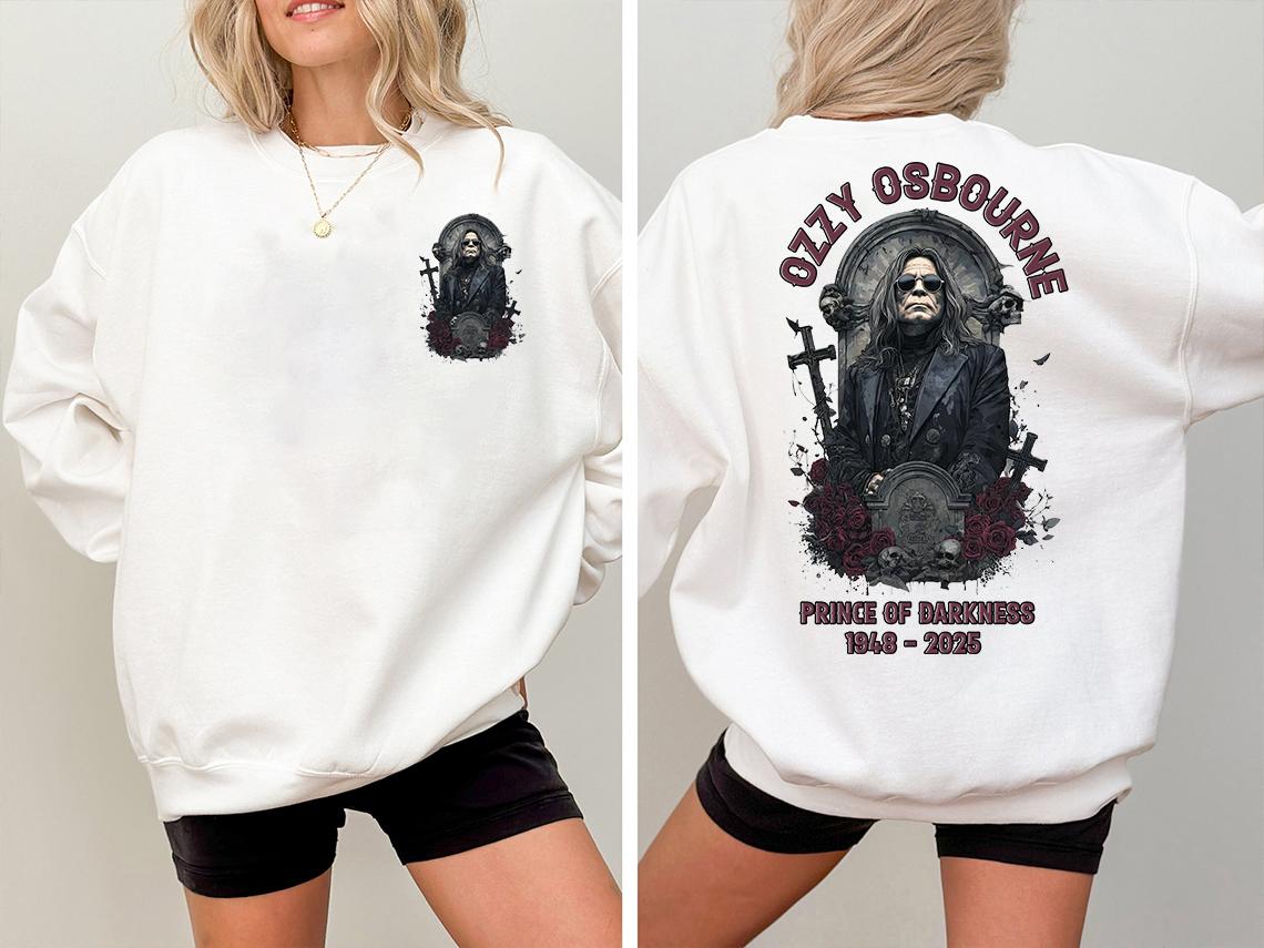 RIP Ozzy Osbourne 2 sides Shirt , Gothic Rock Legend Memorial Shirt , Prince of Darkness Shirt
