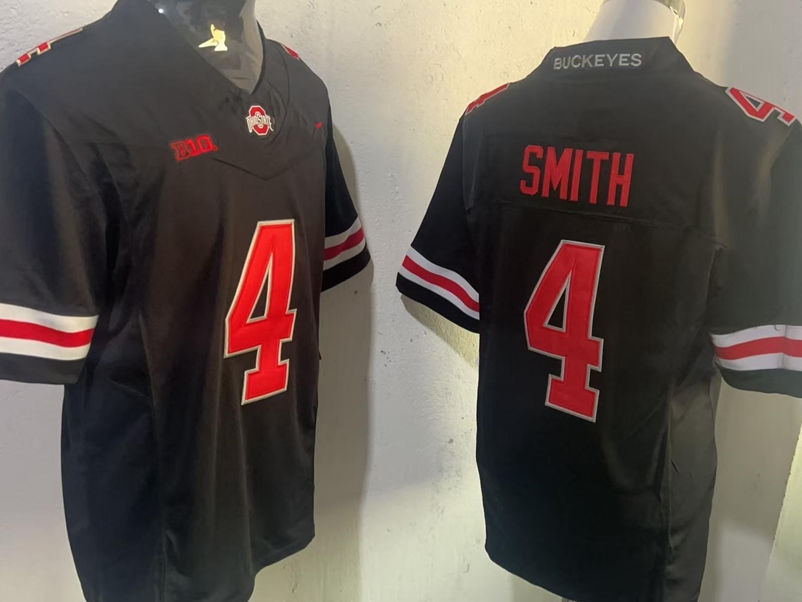 Ohio State Buckeyes #4 Smith Football Jersey, NCAA College Jersey, Embroidered Stitched Uniform, Black Game Day Outfit for Fans 2025