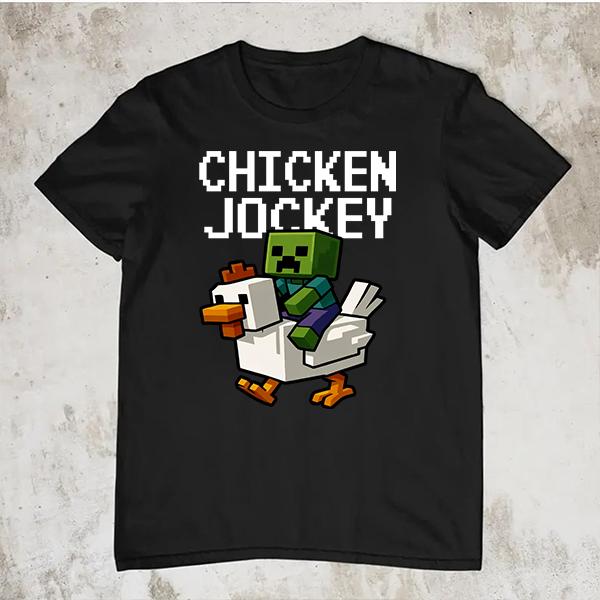 Chicken Jockey Shirt, Funny Minecraft Zombie Riding Chicken, Cute Gaming Shirt