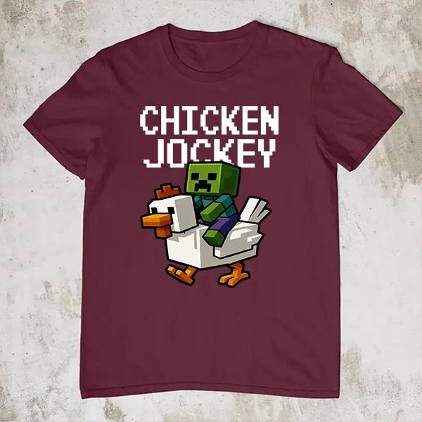 Chicken Jockey Shirt, Funny Minecraft Zombie Riding Chicken, Cute Gaming Shirt