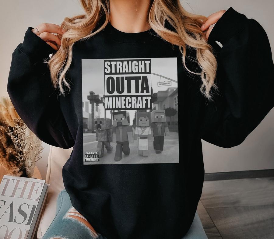 Straight Outta Minecraft Shirt, Gift for Kids Who Love Minecraft, Graphic Tee