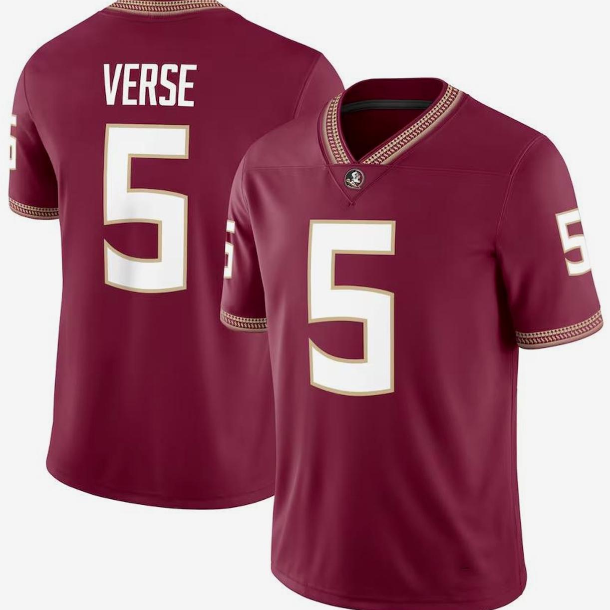 Florida State Seminoles #5 Verse Jersey, FSU Football Shirt, College Game Day Tee, ACC Team Gear, Garnet Fan Apparel for Men & Women