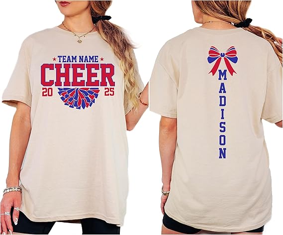 Personalized Cheer Team Name T-Shirt, Cheerleader Shirt, Cheer Mom with Name Sweatshirt, Cheer Competition T-Shirt, Mascot Sweatshirt, Cheer Squad Shirt Multi
