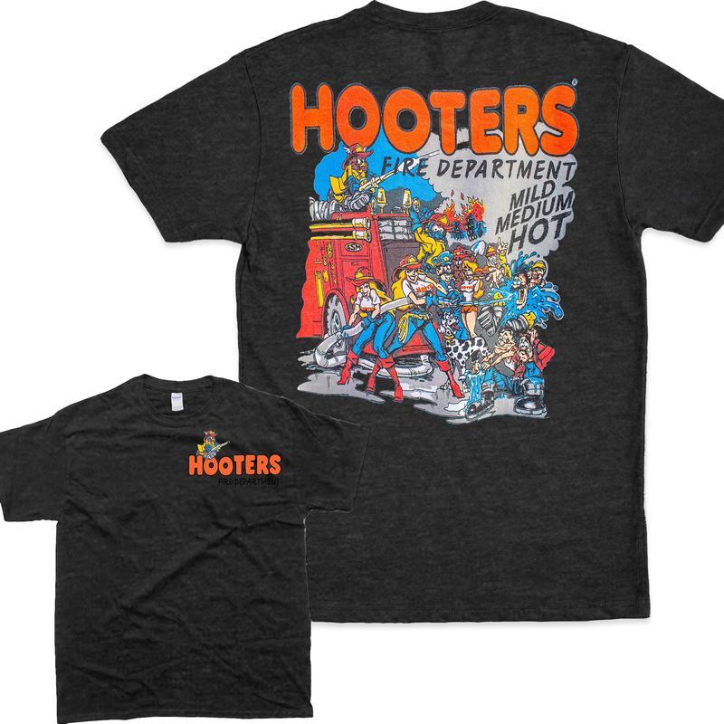 Hooters Fire Department Graphic Tee, Unisex Casual Short Sleeve T-shirt for Men and Women, Daily Wear, Soft Cotton Top for Summer Comfort Menswear Tshirt