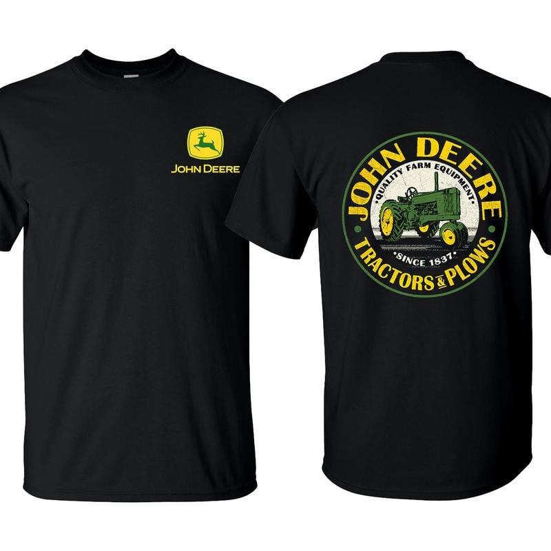 John Deere Vintage Tractor Plows Tee Classic Farm Equipment Retro Style Since 1837 Graphic T-Shirt – Labor Day Gift for Him,Cotton Short Sleeve Unisex Tee, Perfect for Farmers