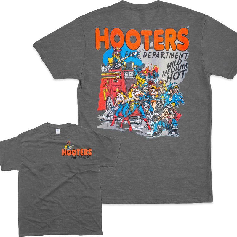 Hooters Fire Department Graphic Tee, Unisex Casual Short Sleeve T-shirt for Men and Women, Daily Wear, Soft Cotton Top for Summer Comfort Menswear Tshirt