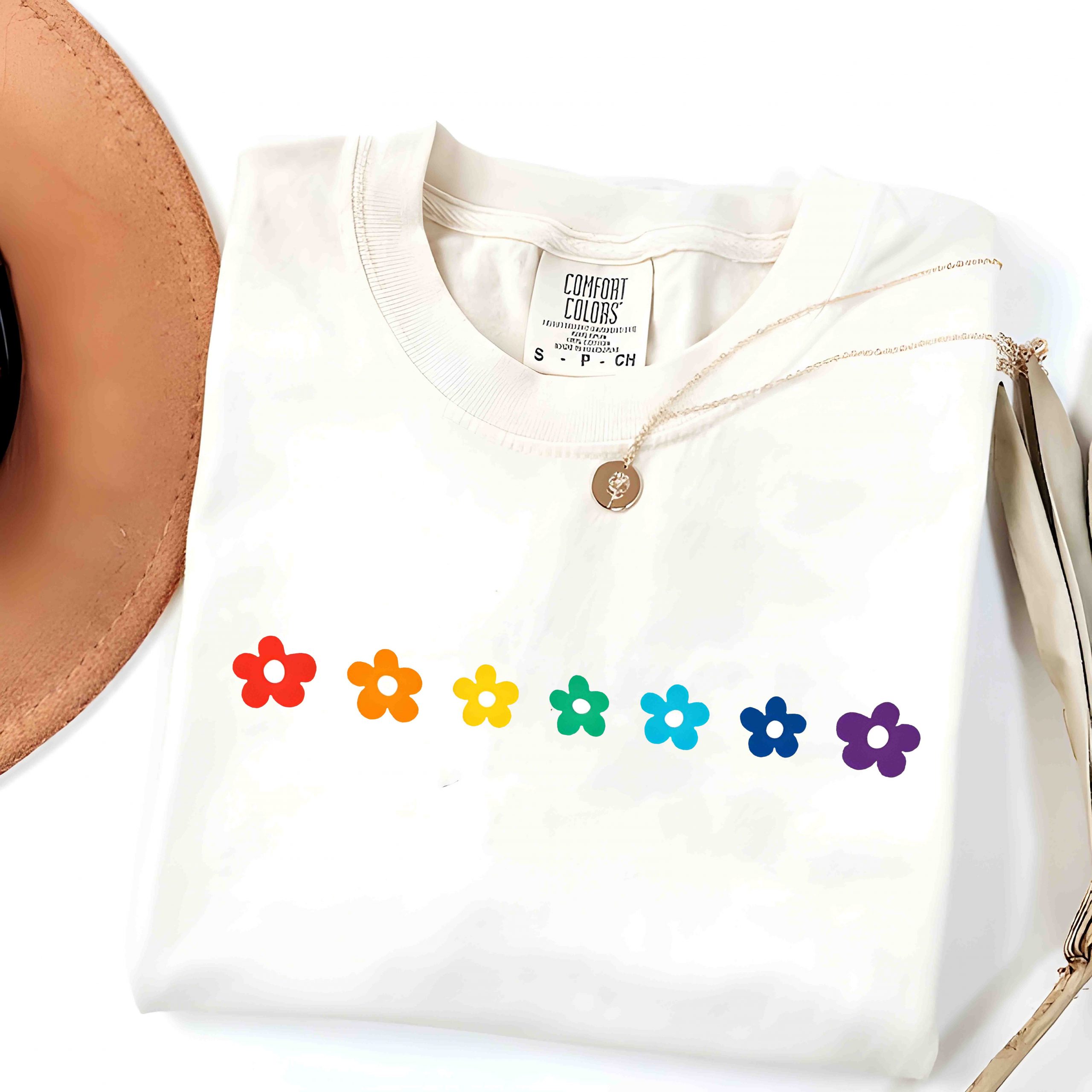 Rainbow Daisies Shirt, Cute Gay Pride Flower Tee, LGBTQ+ Floral Botanical T-Shirt, Pastel Aesthetic Queer Shirt