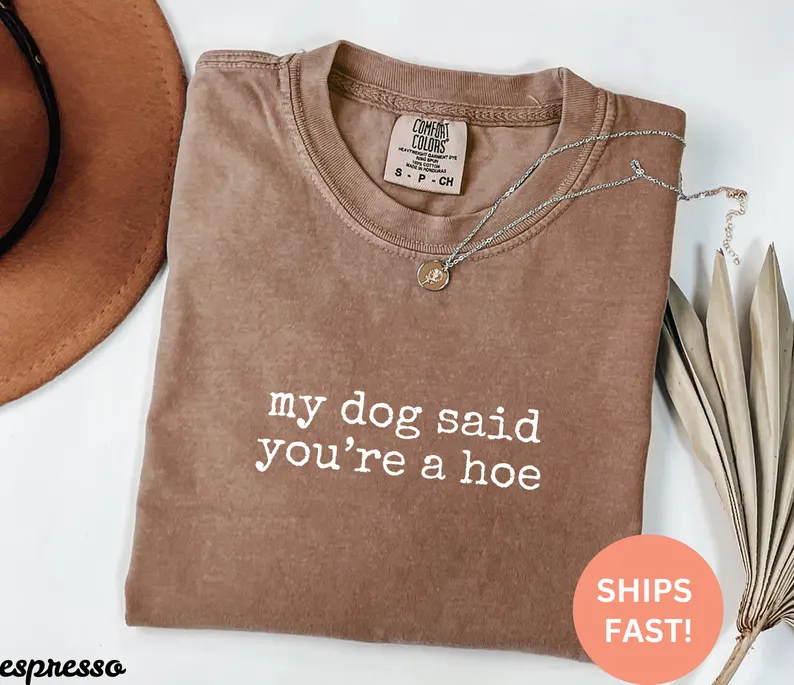 Comfort Colors My Dog Said You’re A Hoe Shirt, Funny Dog Lover Tee, Sarcastic Oversized Gift Top