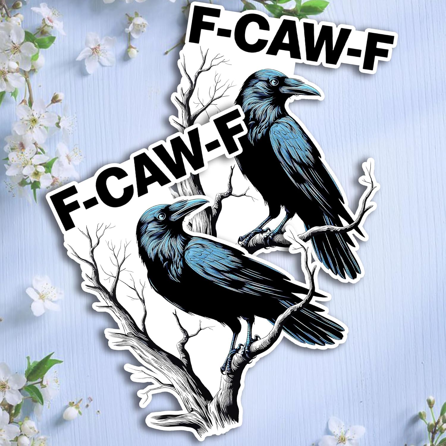 F-CAW-F Funny Crow Pun Dark Humor Meme Artist Decal Sticker for Car Body, Phones, Laptop, Windows, Water Bottles, Tumbler, Mug, Helmets