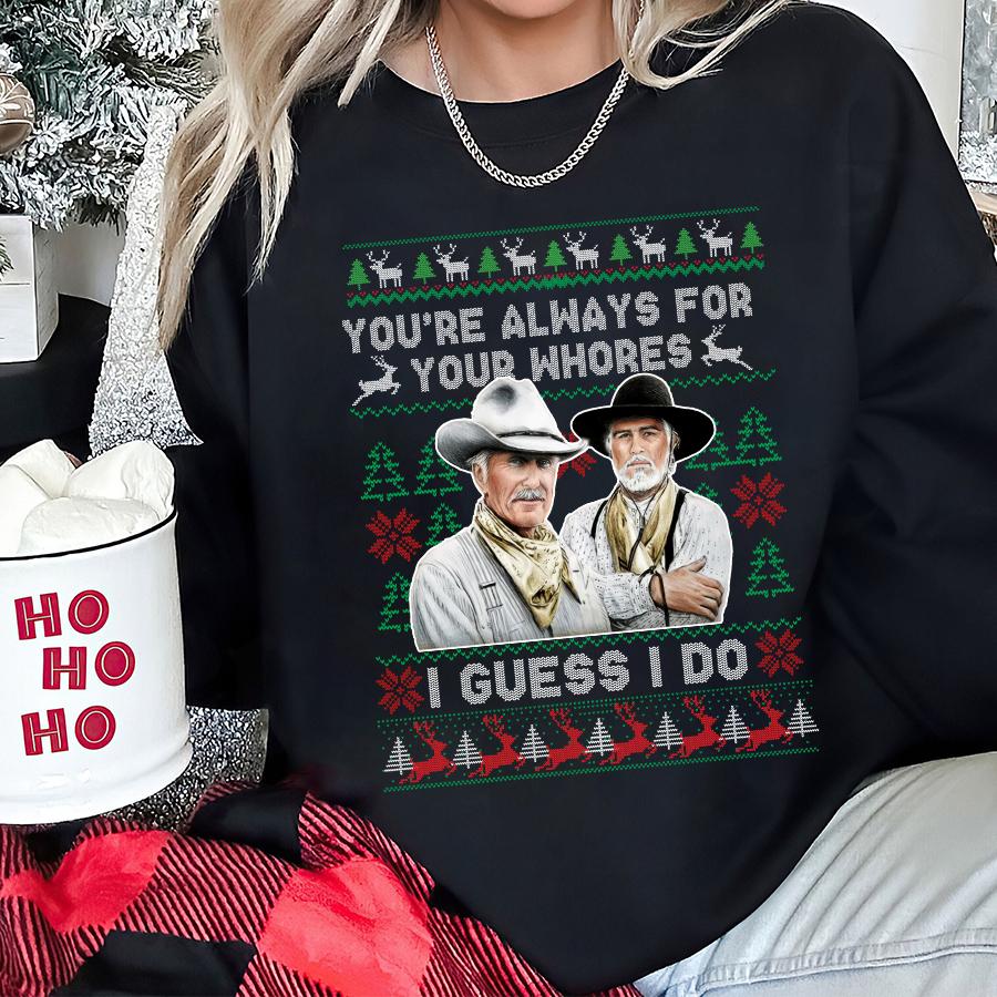 Lonesome Dove Ugly Christmas Shirt, Sweatshirt, Hoodie , Gus McCrae & Woodrow Call Funny Western Crewneck , Classic Cowboy Gift