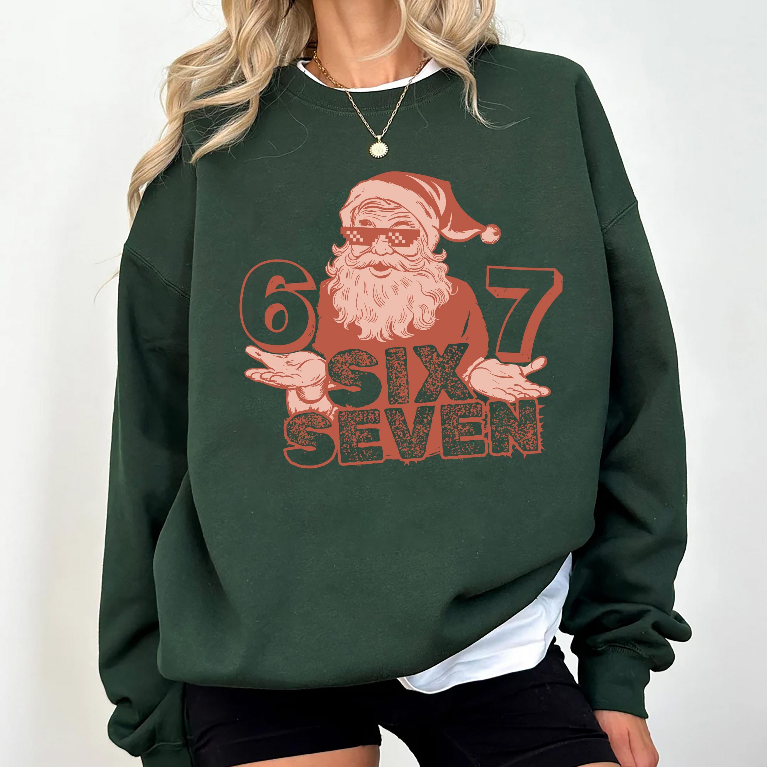 Six Seven Christmas Shirt, Cool Santa Sweater 6 7 Slang Funny Unisex Pullover
