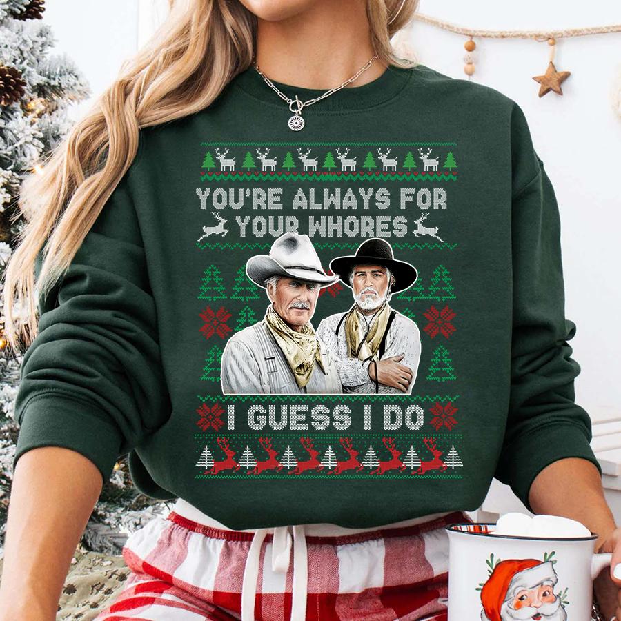 Lonesome Dove Ugly Christmas Shirt, Sweatshirt, Hoodie , Gus McCrae & Woodrow Call Funny Western Crewneck , Classic Cowboy Gift