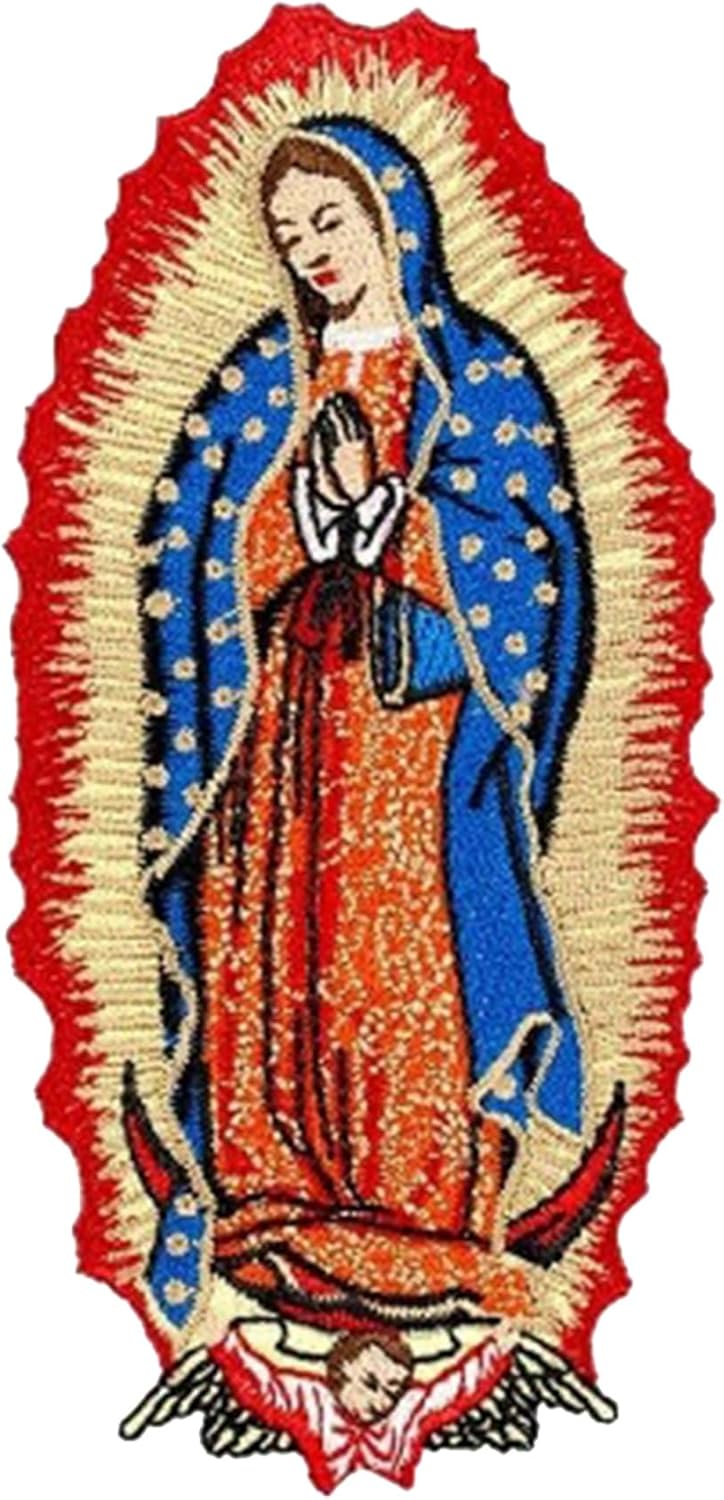 Virgin Mary Embroided Paches, Virgen De Guadalupe Patch, Our Lady of Guadalupe Iron On for Baptismal Garment, Shirts, Bags Harajuku Icon Embriodery Applique Patches. (C)