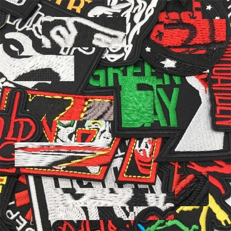 Morale Patch, 50 Pcs Mixed Patches Band Rock Music Badges Punk Embroidery Skull Patches for Jacket Jeans Backpacks Hat Assorted Style Badges Clothes Stickers DIY Applique Stripe (D)