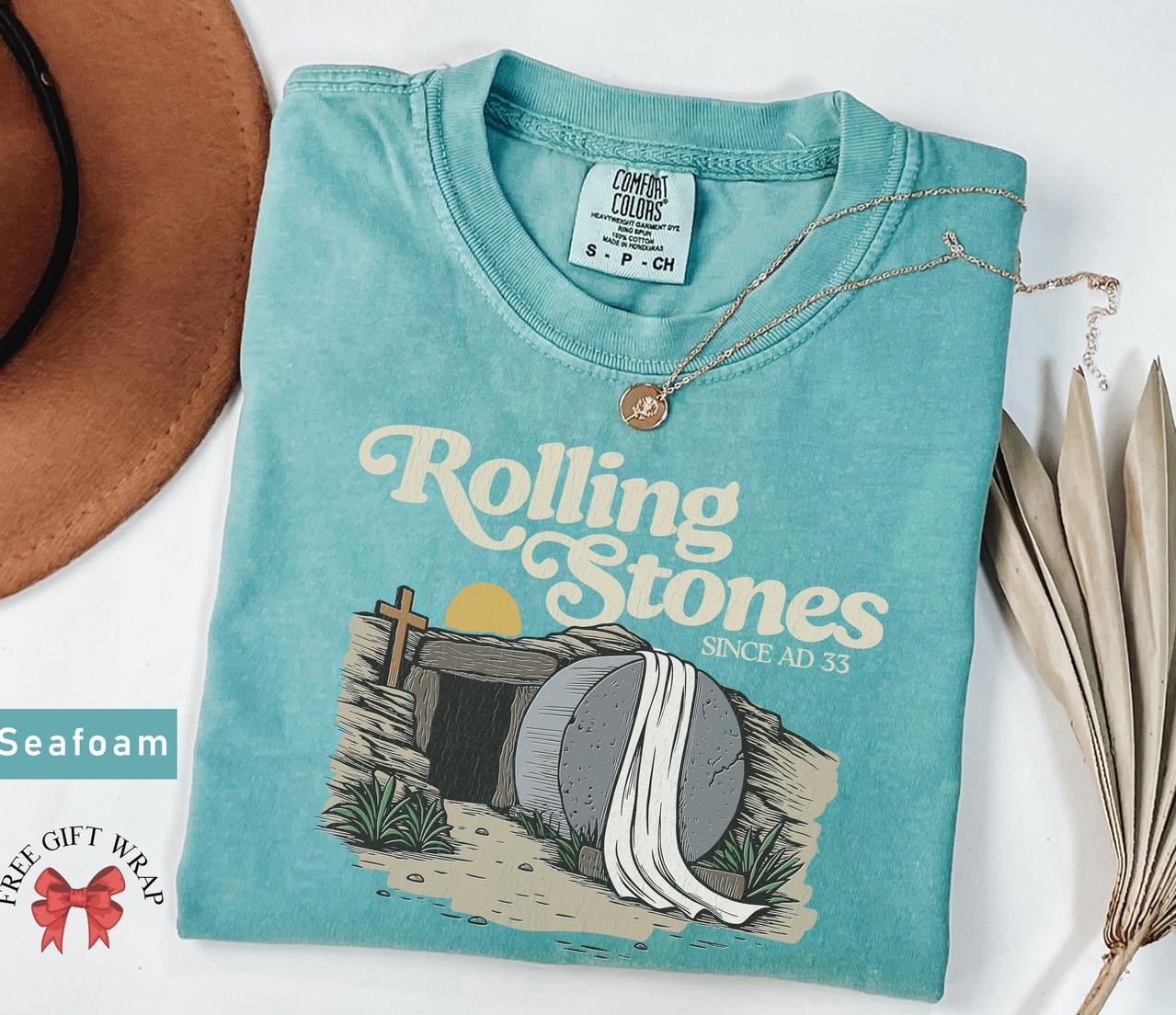 Comfort Colors Stones T-shirt Easter Clothes Jesus Apparel Catholic Shirt Gift For Christian Woman Faith-based Tee