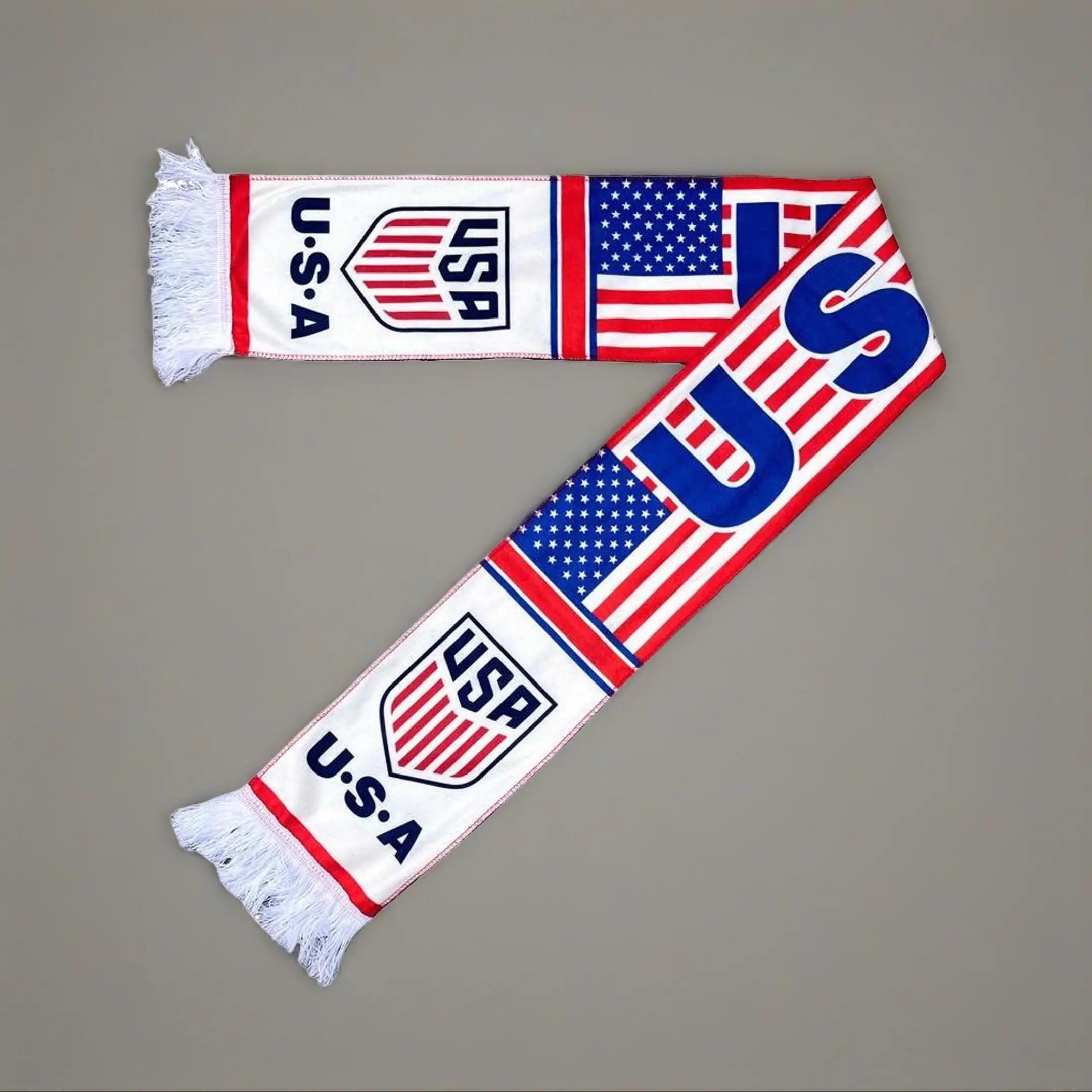 Soccer Fan Scarf – National Team Supporter Model USA Design Lightweight Polyester Fabric Perfect Stadium & Outdoor Matchday Accessory