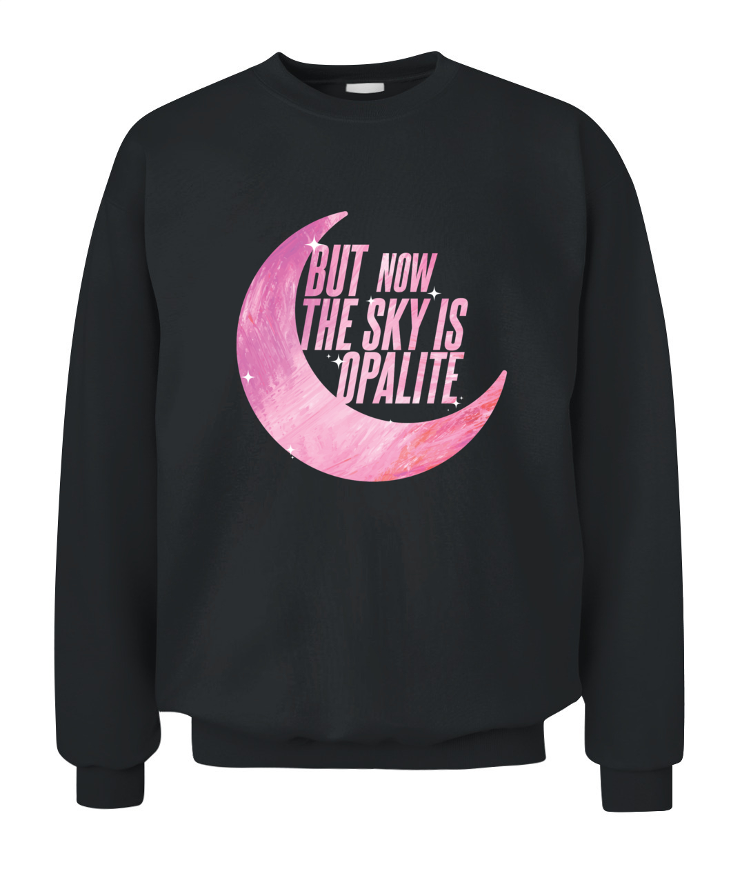 HTLS25 Opalite Showgirl Graphic  Sweatshirt, But Now The Sky Is Opalite Moon  Print, Pastel Pink Crescent Aesthetic, Dancing In The Lightning Shirt, Cozy Unisex Crewneck, For Dreamers And Music Fans